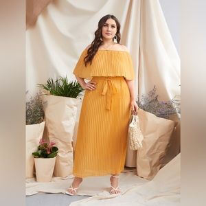 Yellow off the shoulder dress